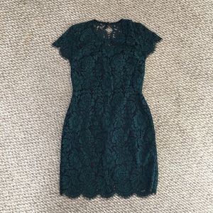 Banana Republic factory green / navy lace dress